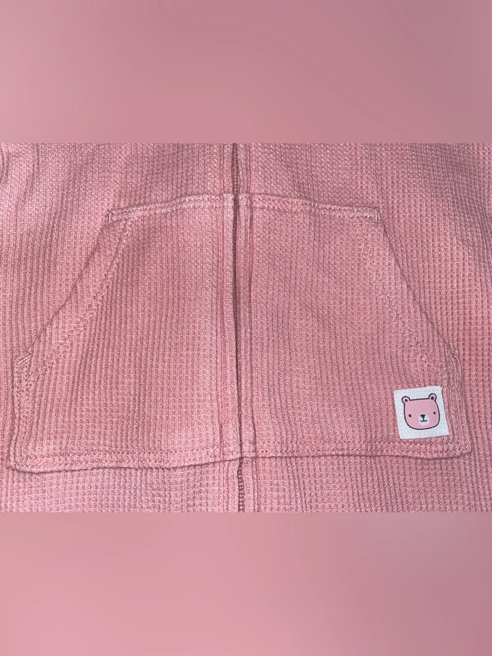 Carter's Baby Girl Pink Hooded Thermal Zip up Jumper 12 Month